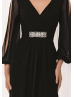 V Neckline Black Pleated Chiffon Mother Dress